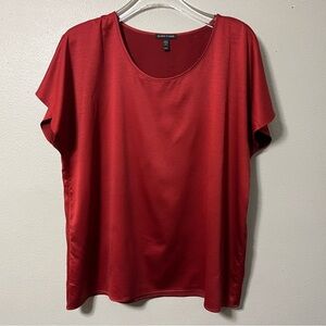 Eileen Fisher Red Satin Scoop Neck Top size M